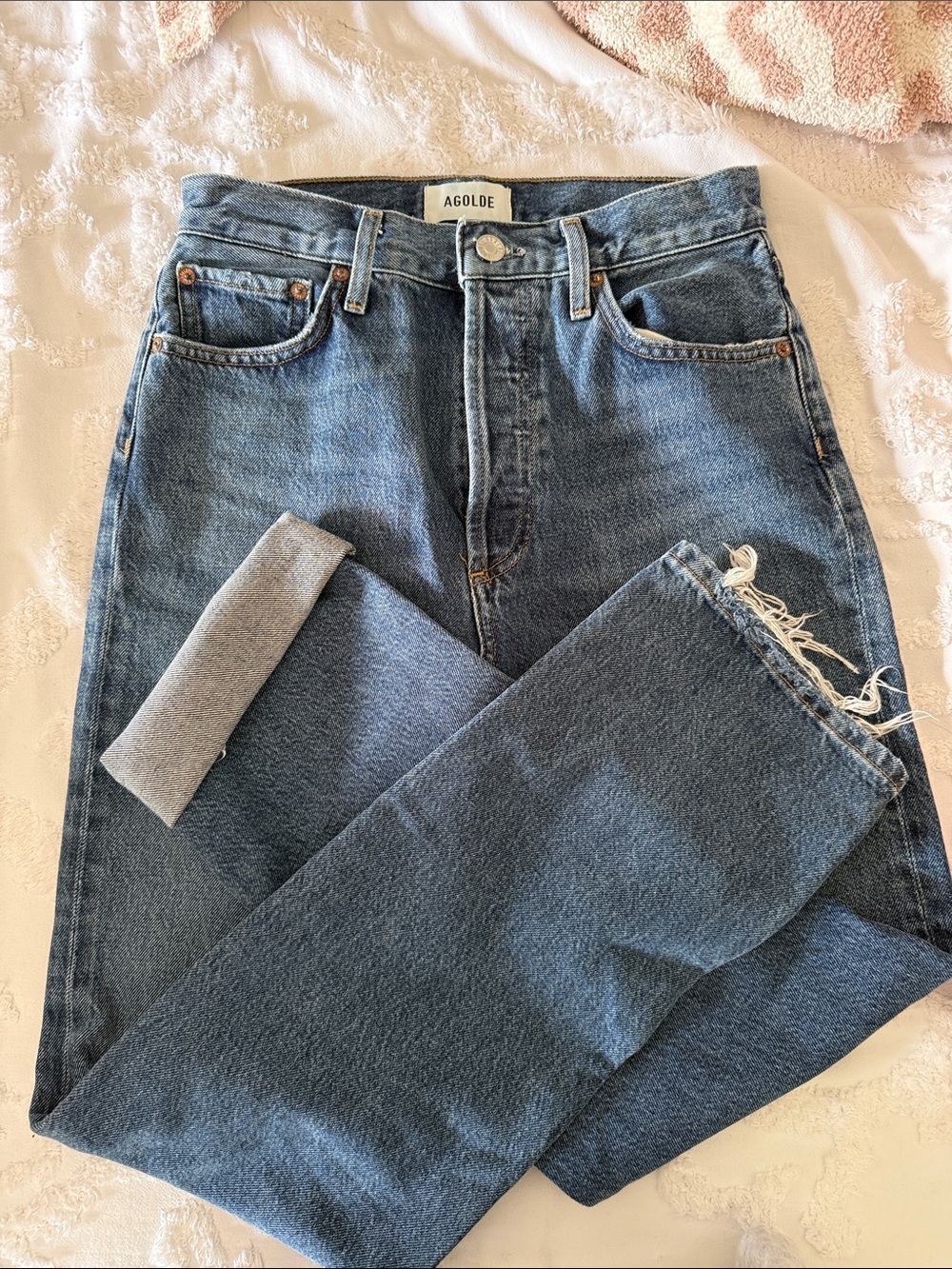 Agolde High-Rise Straight-Leg Dark Blue Denim Jeans
